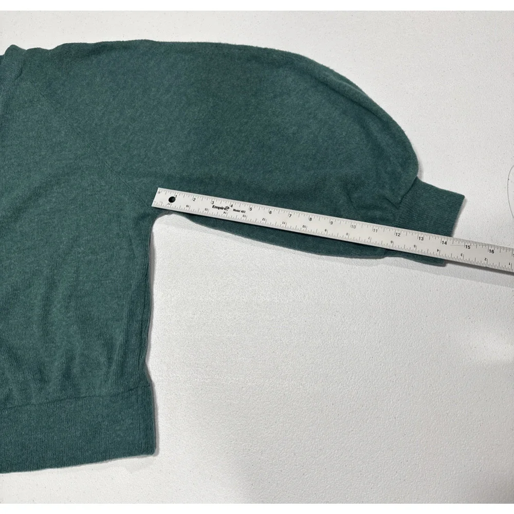 Cherish Knit Sweatshirt Top Long Ballon Sleeve Pullover Womens Size S Green